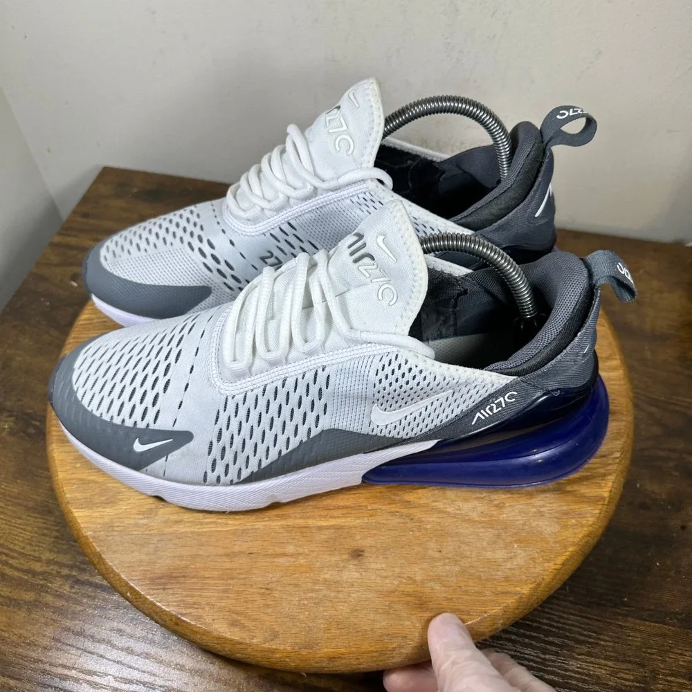 Nike Air Max 270 Mens White Grey Purple Running Shoes AH8050-107 Size 10.5